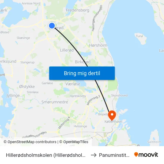 Hillerødsholmskolen (Hillerødsholms Allé) to Panuminstituttet map