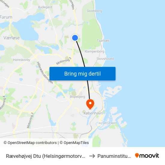 Rævehøjvej Dtu (Helsingørmotorvejen) to Panuminstituttet map