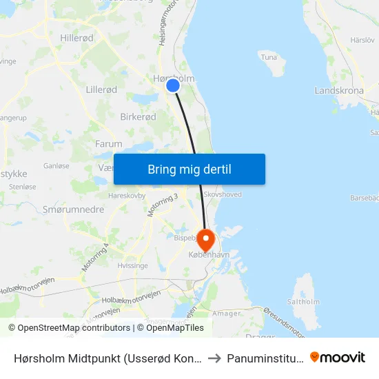 Hørsholm Midtpunkt (Usserød Kongevej) to Panuminstituttet map