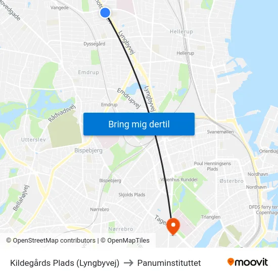 Kildegårds Plads (Lyngbyvej) to Panuminstituttet map