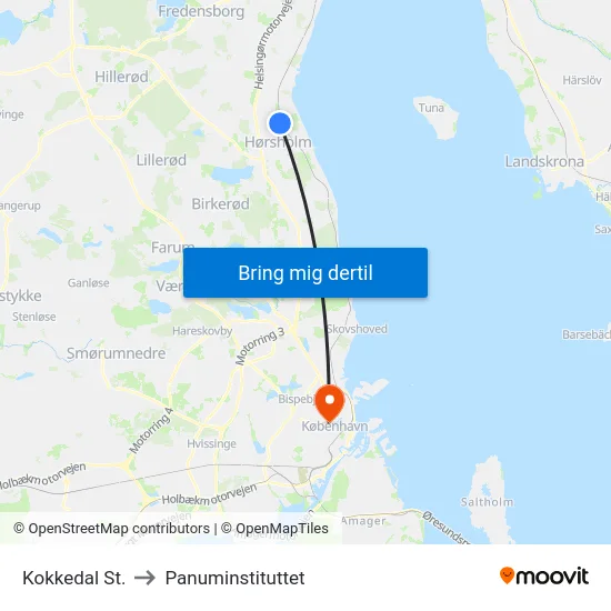 Kokkedal St. to Panuminstituttet map
