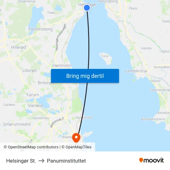 Helsingør St. to Panuminstituttet map