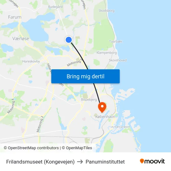 Frilandsmuseet (Kongevejen) to Panuminstituttet map