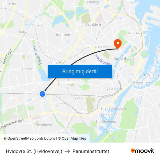 Hvidovre St. (Hvidovrevej) to Panuminstituttet map