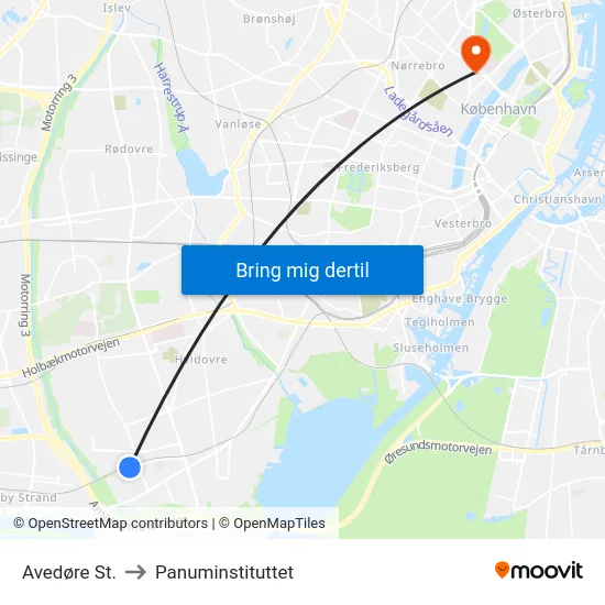 Avedøre St. to Panuminstituttet map