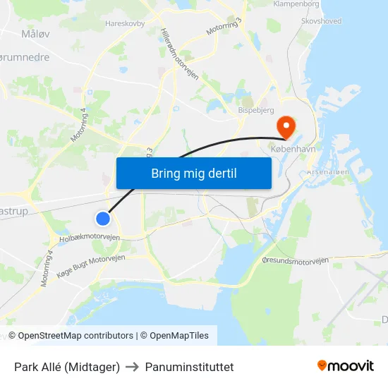Park Allé (Midtager) to Panuminstituttet map