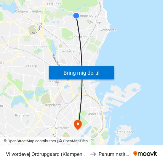 Vilvordevej Ordrupgaard (Klampenborgvej) to Panuminstituttet map