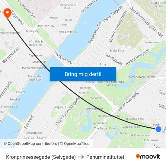 Kronprinsessegade (Sølvgade) to Panuminstituttet map