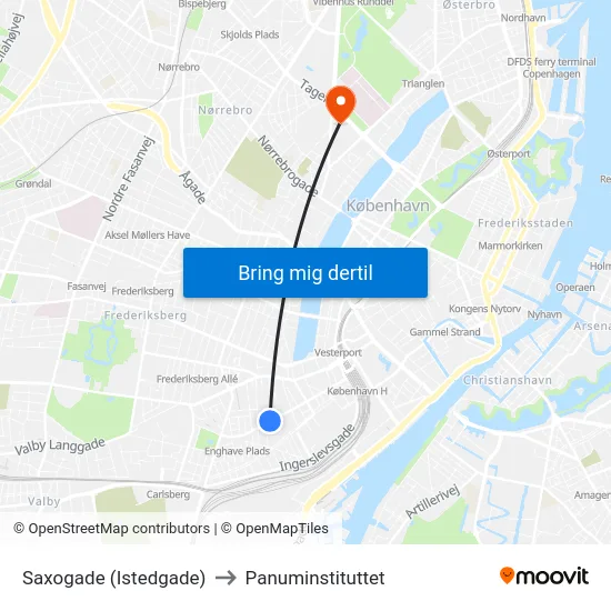 Saxogade (Istedgade) to Panuminstituttet map