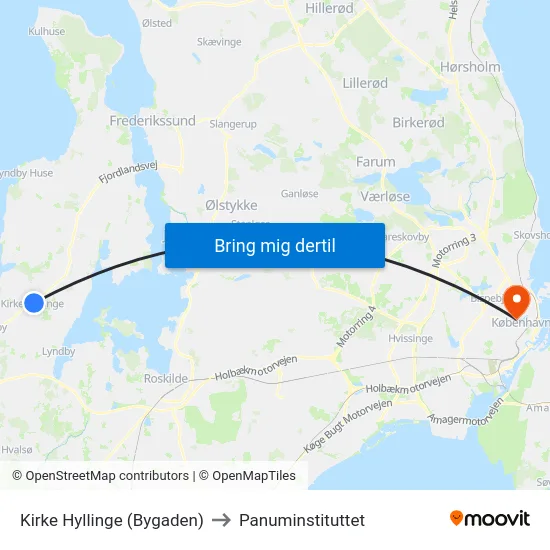 Kirke Hyllinge (Bygaden) to Panuminstituttet map