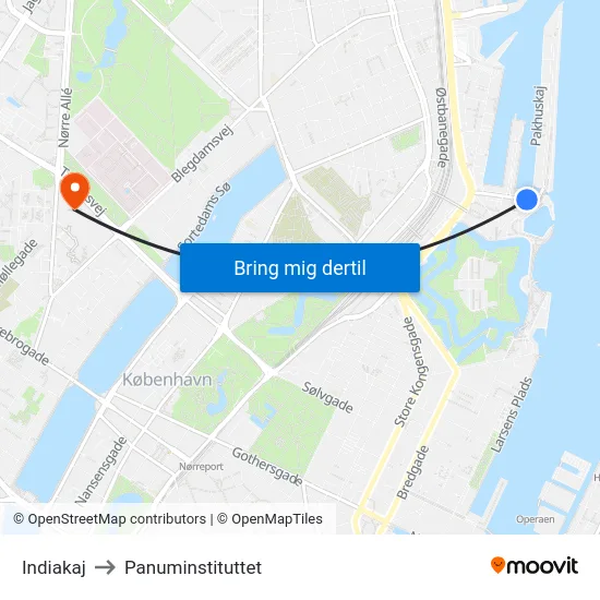 Indiakaj to Panuminstituttet map