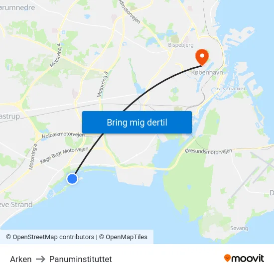 Arken to Panuminstituttet map