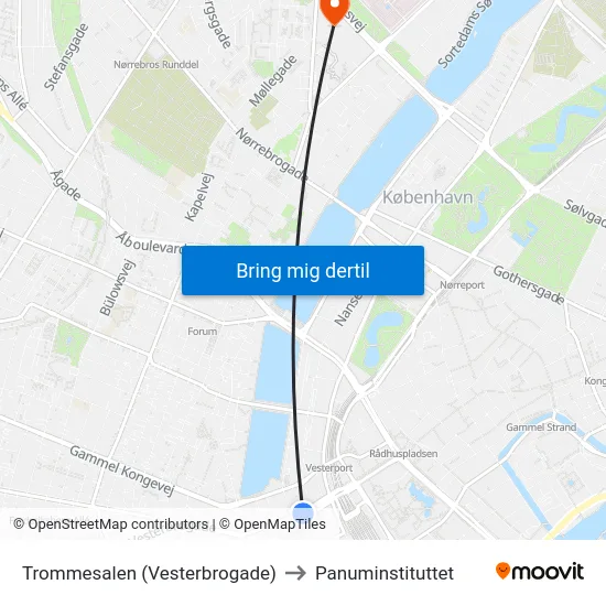 Trommesalen (Vesterbrogade) to Panuminstituttet map