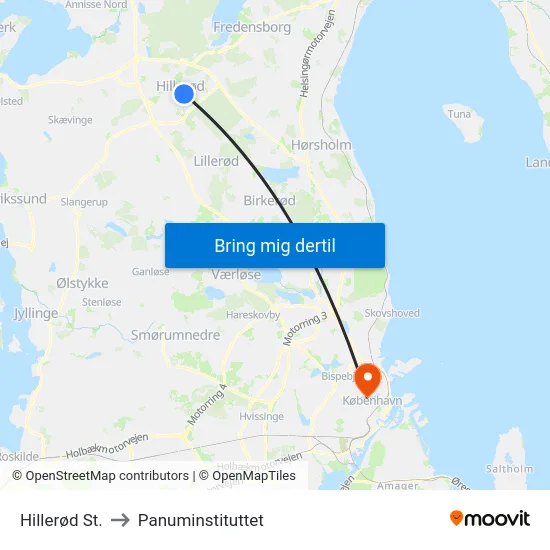 Hillerød St. to Panuminstituttet map