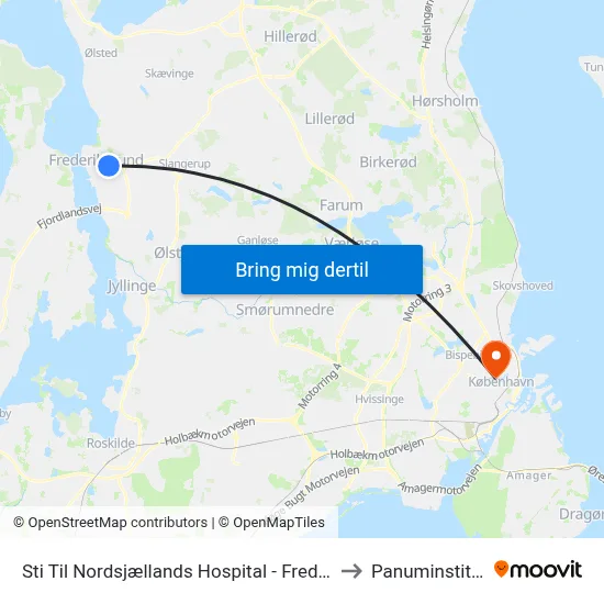 Sti Til Nordsjællands Hospital - Frederikssund to Panuminstituttet map