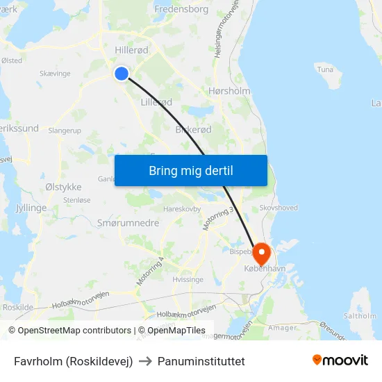 Favrholm (Roskildevej) to Panuminstituttet map