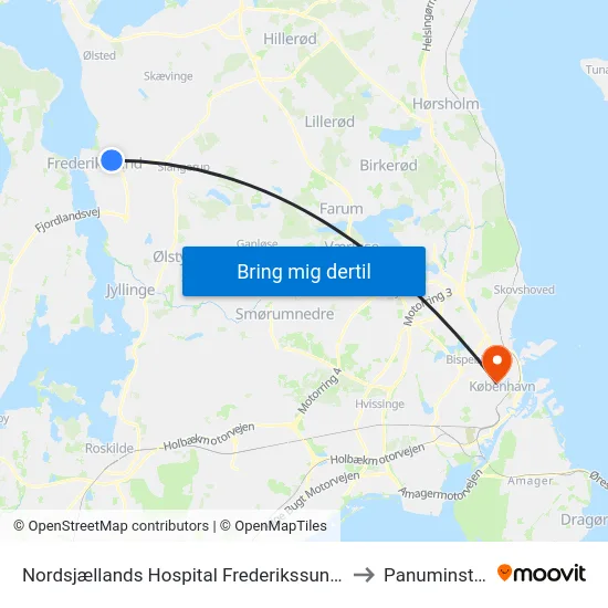 Nordsjællands Hospital Frederikssund (Hospitalvej) to Panuminstituttet map