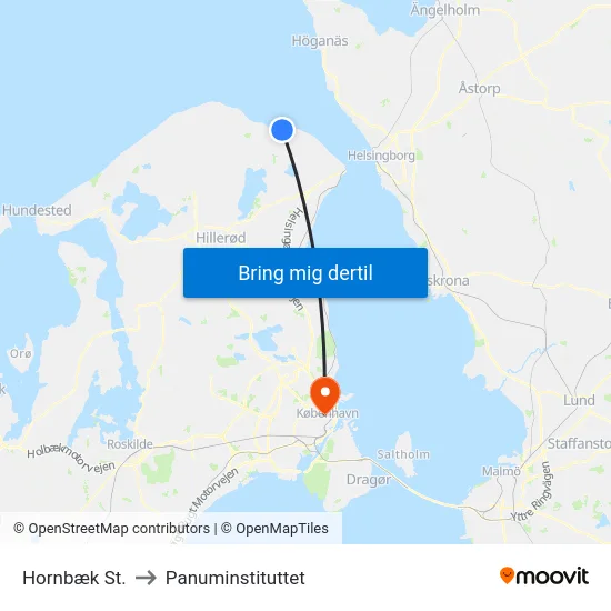 Hornbæk St. to Panuminstituttet map