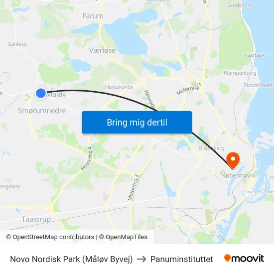Novo Nordisk Park (Måløv Byvej) to Panuminstituttet map