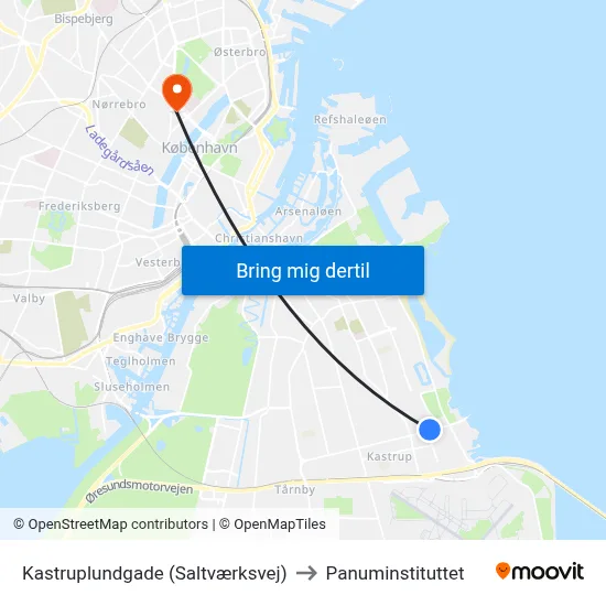 Kastruplundgade (Saltværksvej) to Panuminstituttet map