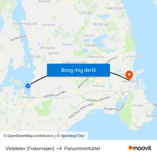 Veddelev (Fiskervejen) to Panuminstituttet map