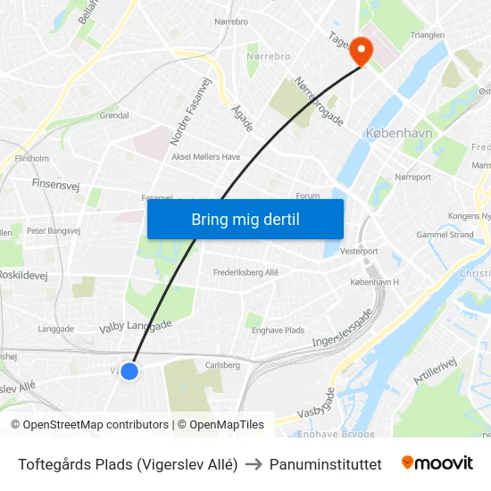 Toftegårds Plads (Vigerslev Allé) to Panuminstituttet map