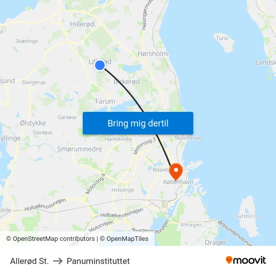 Allerød St. to Panuminstituttet map
