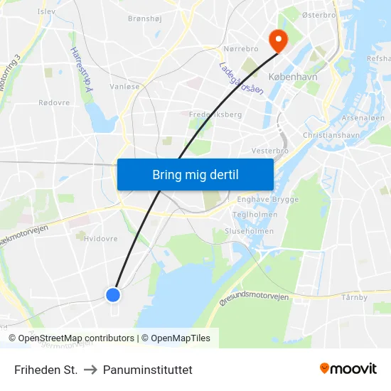 Friheden St. to Panuminstituttet map