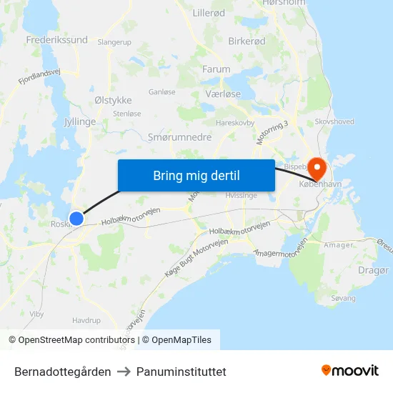 Bernadottegården to Panuminstituttet map