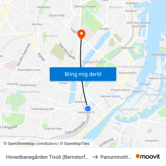 Hovedbanegården Tivoli (Bernstorffsgade) to Panuminstituttet map