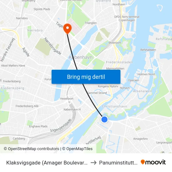 Klaksvigsgade (Amager Boulevard) to Panuminstituttet map
