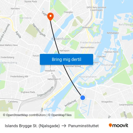 Islands Brygge St. (Njalsgade) to Panuminstituttet map