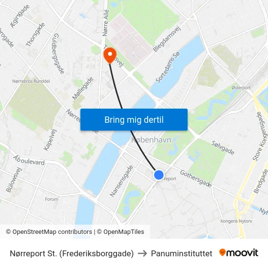 Nørreport St. (Frederiksborggade) to Panuminstituttet map