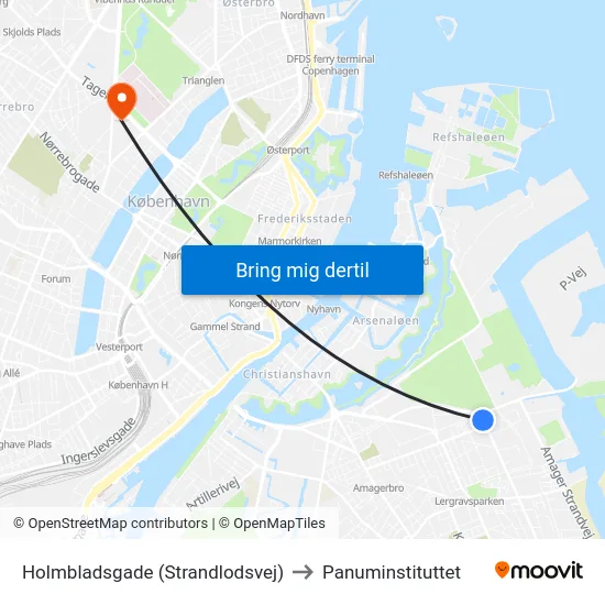 Holmbladsgade (Strandlodsvej) to Panuminstituttet map