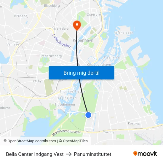 Bella Center Indgang Vest to Panuminstituttet map