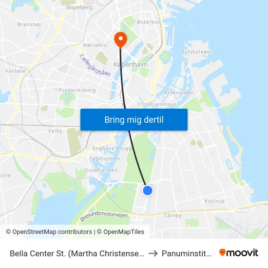 Bella Center St. (Martha Christensens Vej) to Panuminstituttet map