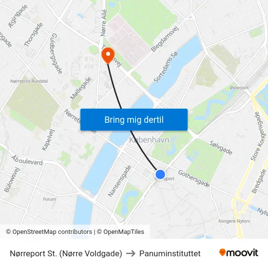 Nørreport St. (Nørre Voldgade) to Panuminstituttet map