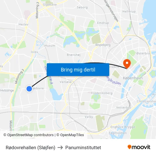 Rødovrehallen (Sløjfen) to Panuminstituttet map