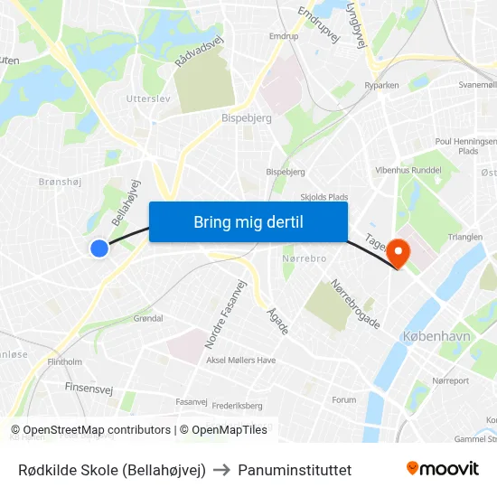 Rødkilde Skole (Bellahøjvej) to Panuminstituttet map