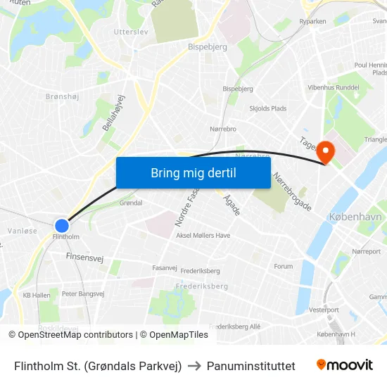 Flintholm St. (Grøndals Parkvej) to Panuminstituttet map