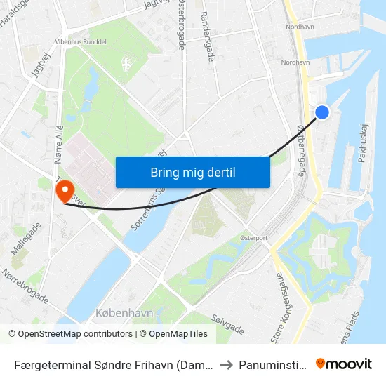 Færgeterminal Søndre Frihavn (Dampfærgevej) to Panuminstituttet map