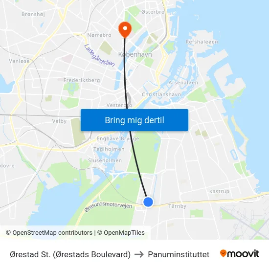 Ørestad St. (Ørestads Boulevard) to Panuminstituttet map