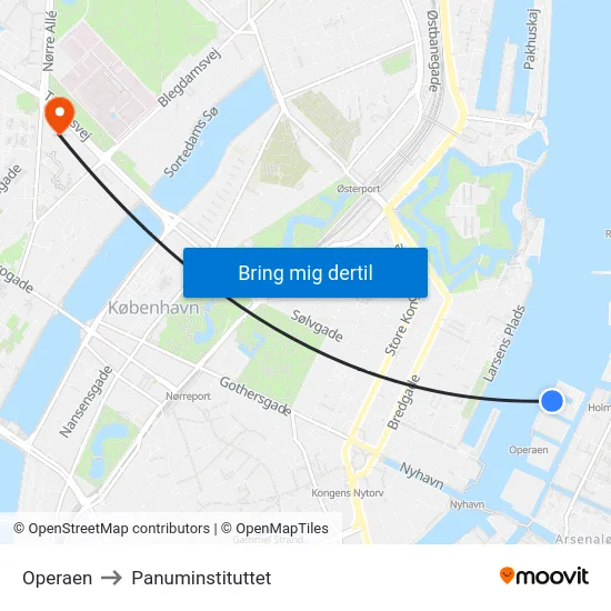 Operaen to Panuminstituttet map