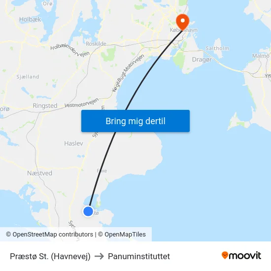Præstø St. (Havnevej) to Panuminstituttet map