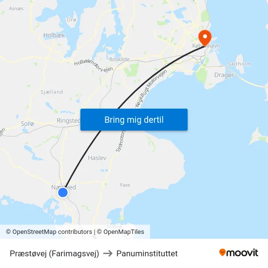 Præstøvej (Farimagsvej) to Panuminstituttet map
