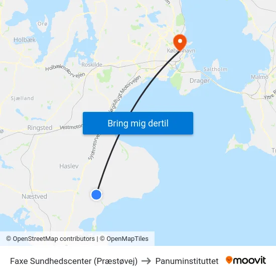 Faxe Sundhedscenter (Præstøvej) to Panuminstituttet map