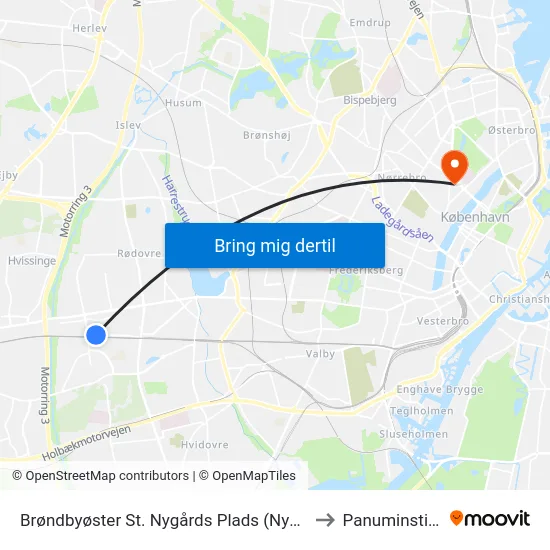 Brøndbyøster St. Nygårds Plads (Nygårds Plads) to Panuminstituttet map