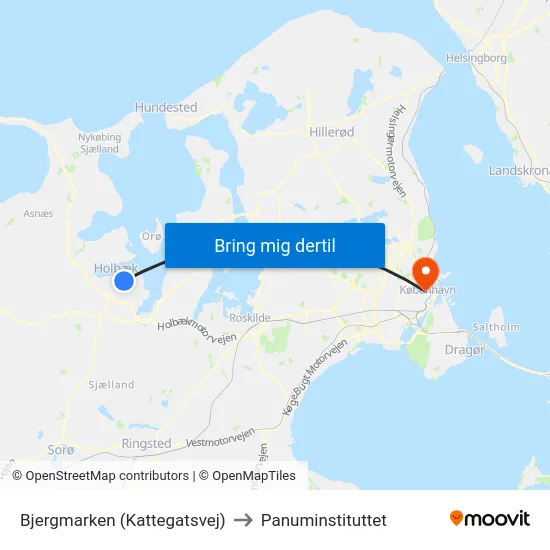 Bjergmarken (Kattegatsvej) to Panuminstituttet map