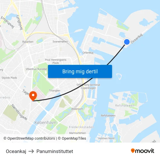 Oceankaj to Panuminstituttet map