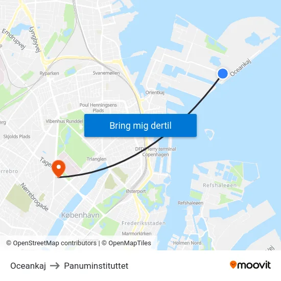 Oceankaj to Panuminstituttet map